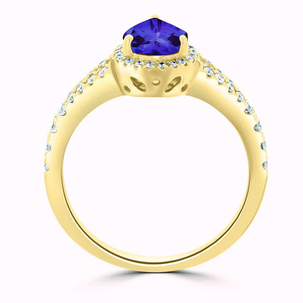 1.15ct Pear Tanzanite Ring with 0.4 cttw Diamond