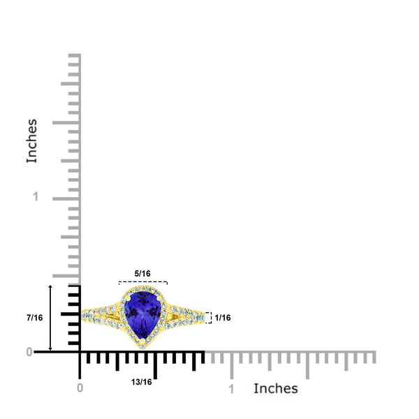 1.15ct Pear Tanzanite Ring with 0.4 cttw Diamond