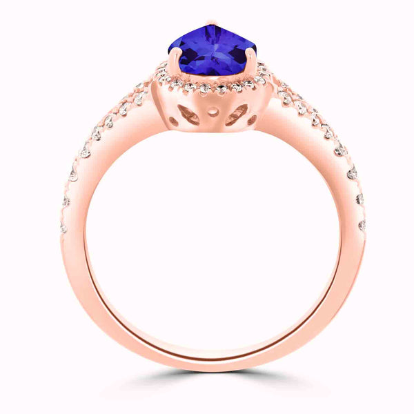 1.15ct Pear Tanzanite Ring with 0.4 cttw Diamond