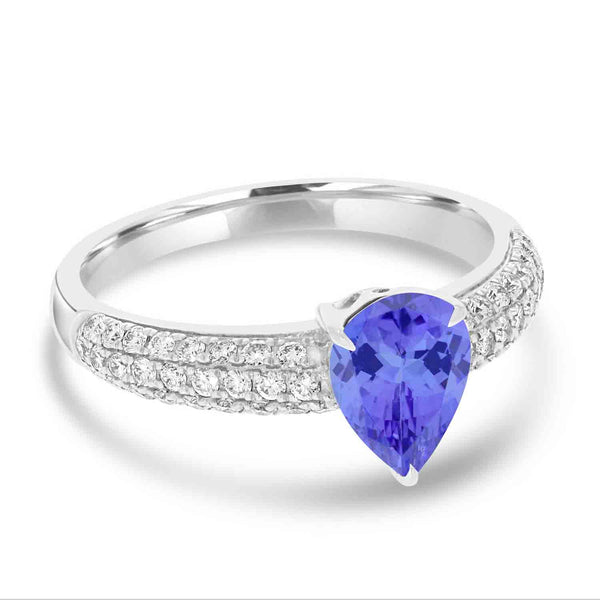 1.15ct Pear Tanzanite Ring with 0.41 cttw Diamond