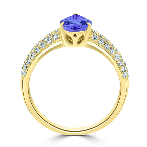 1.15ct Pear Tanzanite Ring with 0.41 cttw Diamond