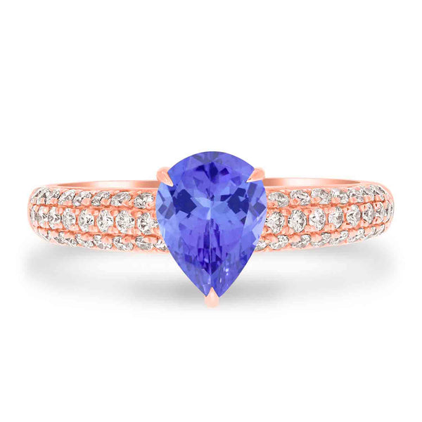 1.15ct Pear Tanzanite Ring with 0.41 cttw Diamond