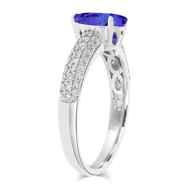 1.15ct Pear Tanzanite Ring with 0.41 cttw Diamond