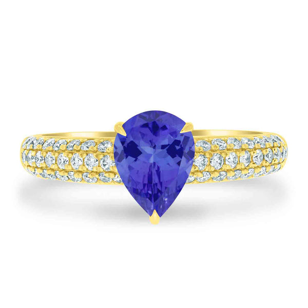 1.15ct Pear Tanzanite Ring with 0.41 cttw Diamond