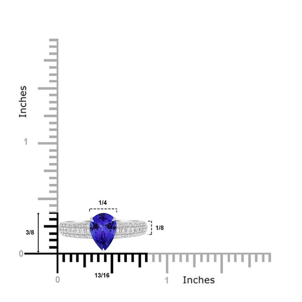 1.15ct Pear Tanzanite Ring with 0.41 cttw Diamond