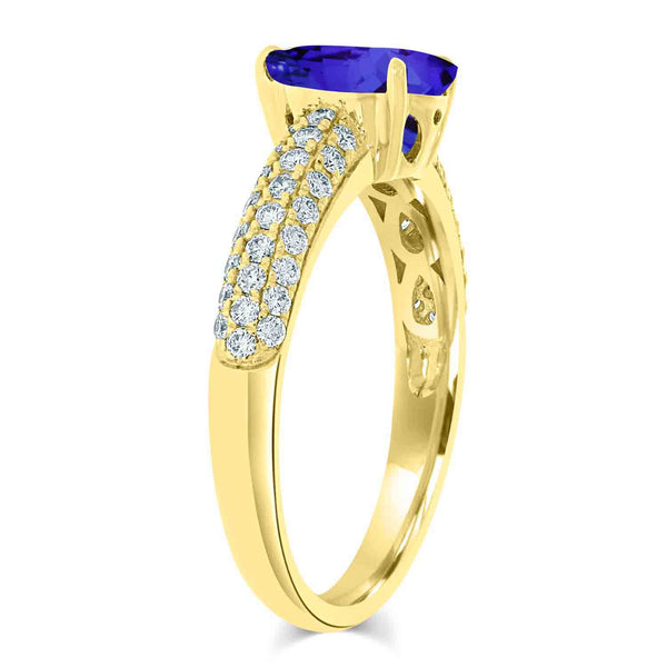 1.15ct Pear Tanzanite Ring with 0.41 cttw Diamond