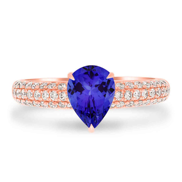 1.15ct Pear Tanzanite Ring with 0.41 cttw Diamond