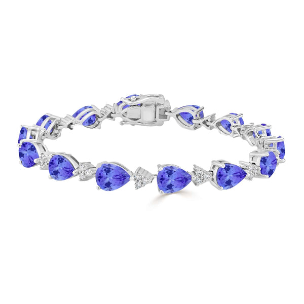 1.15ct Pear Tanzanite Bracelet with 0.67 cttw Diamond