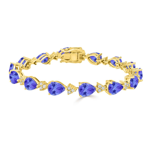 1.15ct Pear Tanzanite Bracelet with 0.67 cttw Diamond