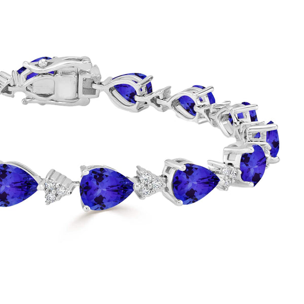 1.15ct Pear Tanzanite Bracelet with 0.67 cttw Diamond