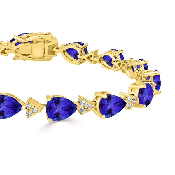 1.15ct Pear Tanzanite Bracelet with 0.67 cttw Diamond