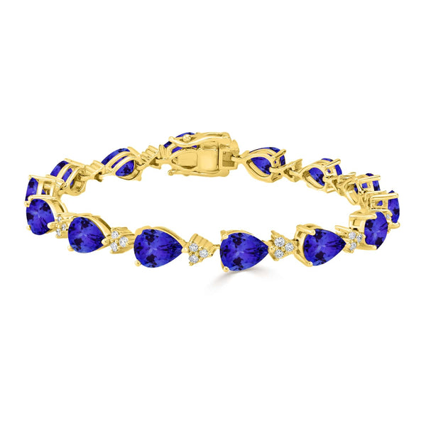 1.15ct Pear Tanzanite Bracelet with 0.67 cttw Diamond