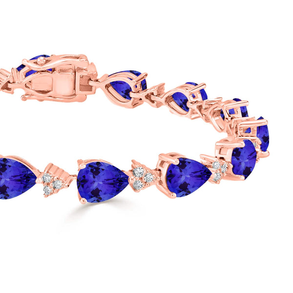 1.15ct Pear Tanzanite Bracelet with 0.67 cttw Diamond