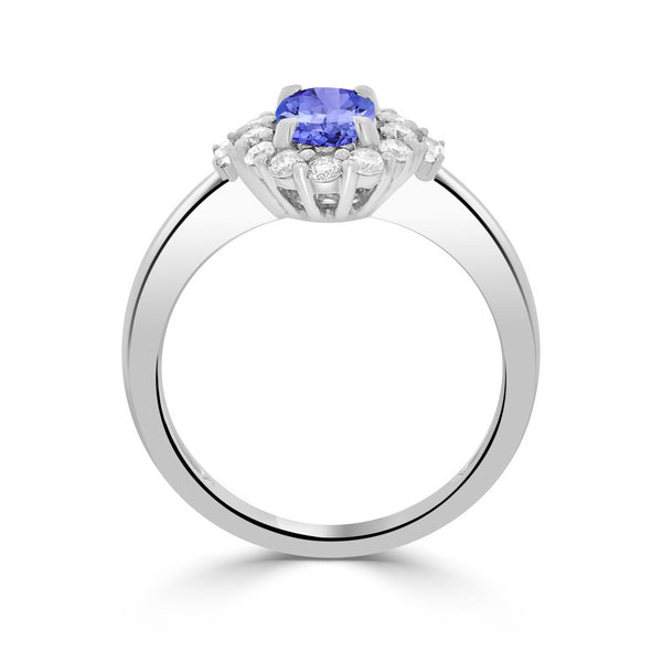 0.6ct Oval Tanzanite Ring with 0.36 cttw Diamond
