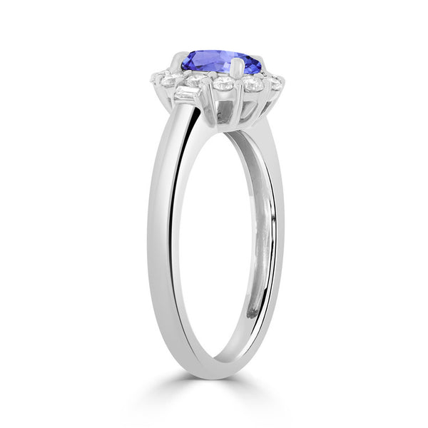 0.6ct Oval Tanzanite Ring with 0.36 cttw Diamond