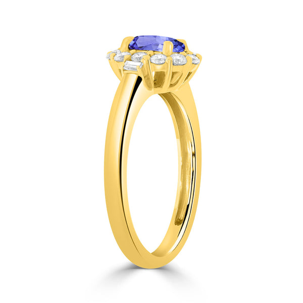 0.6ct Oval Tanzanite Ring with 0.36 cttw Diamond