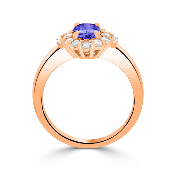 0.6ct Oval Tanzanite Ring with 0.36 cttw Diamond