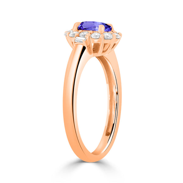 0.6ct Oval Tanzanite Ring with 0.36 cttw Diamond