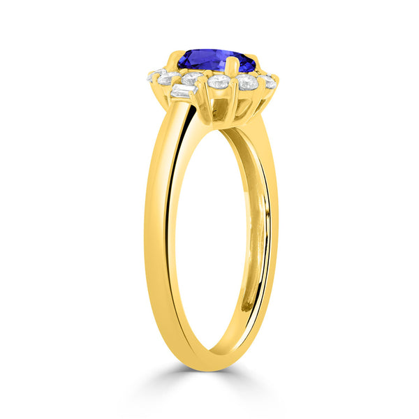 0.6ct Oval Tanzanite Ring with 0.36 cttw Diamond