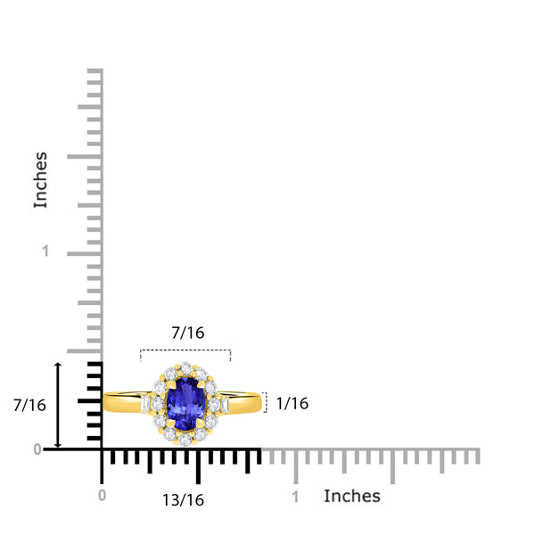 0.6ct Oval Tanzanite Ring with 0.36 cttw Diamond