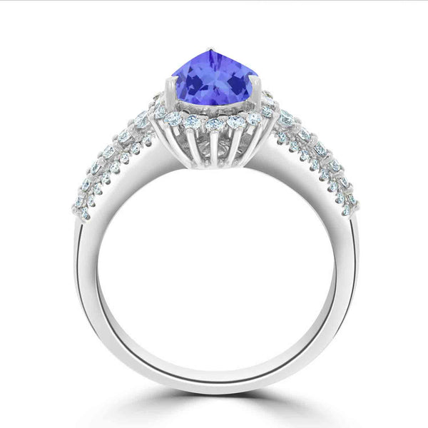 1.15ct Pear Tanzanite Ring with 0.44 cttw Diamond