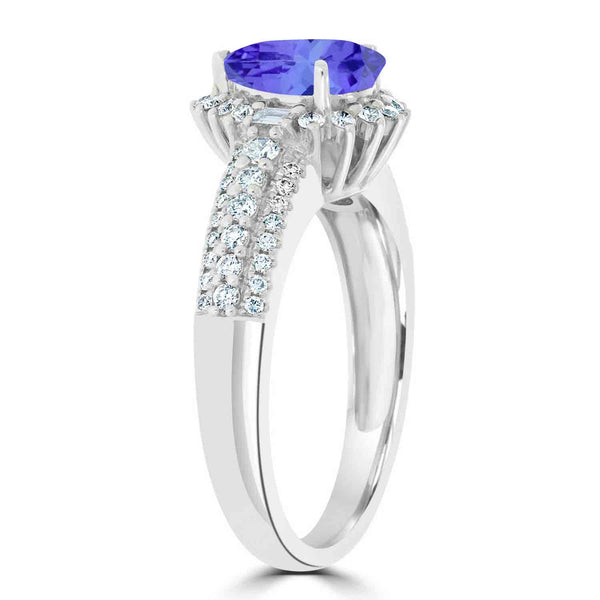 1.15ct Pear Tanzanite Ring with 0.44 cttw Diamond