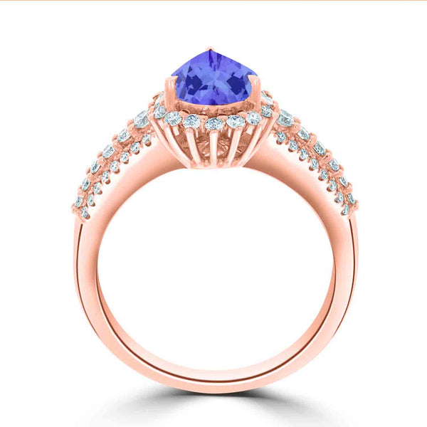 1.15ct Pear Tanzanite Ring with 0.44 cttw Diamond