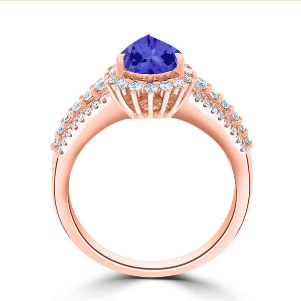 1.15ct Pear Tanzanite Ring with 0.44 cttw Diamond