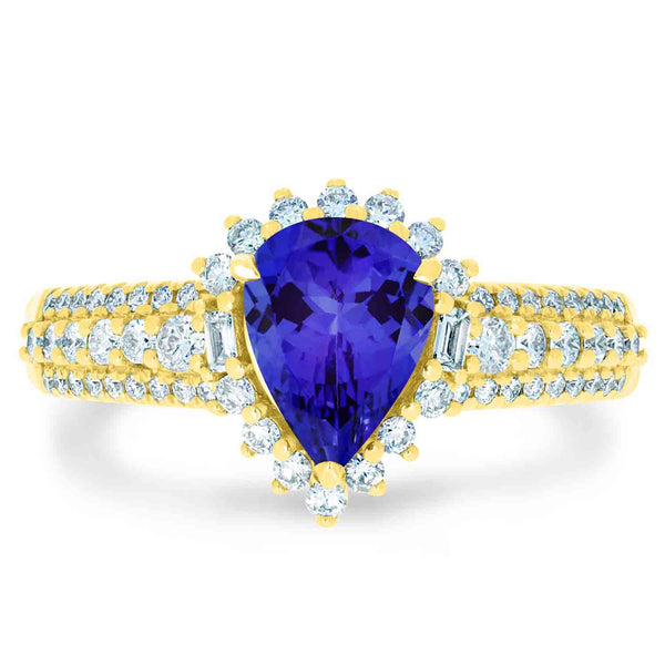 1.15ct Pear Tanzanite Ring with 0.44 cttw Diamond