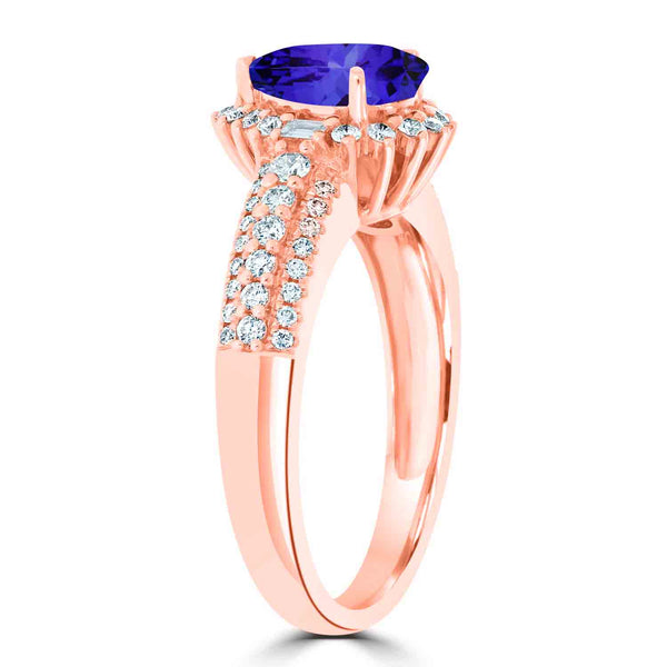 1.15ct Pear Tanzanite Ring with 0.44 cttw Diamond