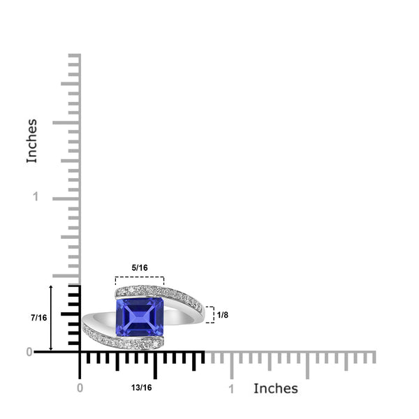 1.6ct Emerald Cut Tanzanite Ring with 0.23 cttw Diamond