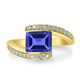 1.6ct Emerald Cut Tanzanite Ring with 0.23 cttw Diamond