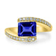 1.6ct Emerald Cut Tanzanite Ring with 0.23 cttw Diamond