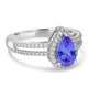 1.3ct Pear Tanzanite Ring with 0.31 cttw Diamond