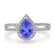 1.3ct Pear Tanzanite Ring with 0.31 cttw Diamond