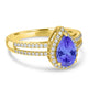 1.3ct Pear Tanzanite Ring with 0.31 cttw Diamond