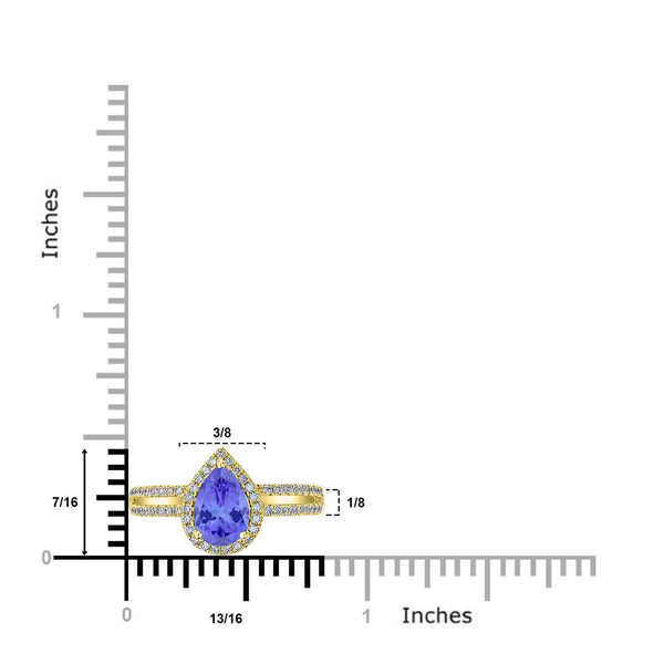 1.3ct Pear Tanzanite Ring with 0.31 cttw Diamond