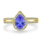 1.3ct Pear Tanzanite Ring with 0.31 cttw Diamond