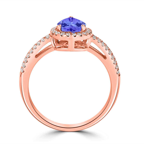 1.3ct Pear Tanzanite Ring with 0.31 cttw Diamond