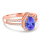 1.3ct Pear Tanzanite Ring with 0.31 cttw Diamond