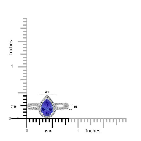 1.3ct Pear Tanzanite Ring with 0.31 cttw Diamond