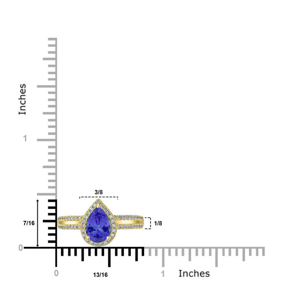 1.3ct Pear Tanzanite Ring with 0.31 cttw Diamond