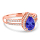 1.3ct Pear Tanzanite Ring with 0.31 cttw Diamond