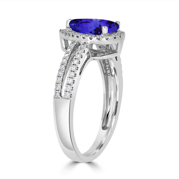 1.3ct Pear Tanzanite Ring with 0.31 cttw Diamond