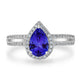 1.3ct Pear Tanzanite Ring with 0.31 cttw Diamond