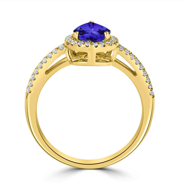 1.3ct Pear Tanzanite Ring with 0.31 cttw Diamond