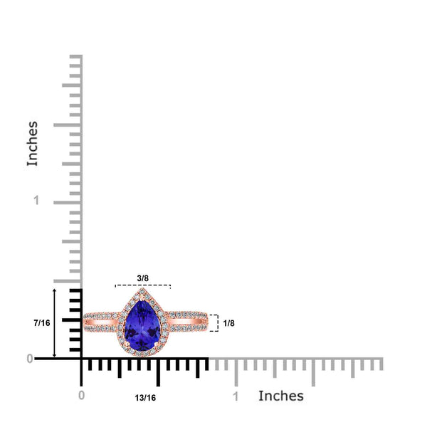 1.3ct Pear Tanzanite Ring with 0.31 cttw Diamond