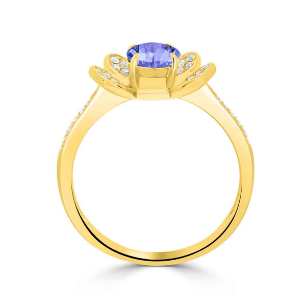 0.9ct Round Tanzanite Ring with 0.18 cttw Diamond