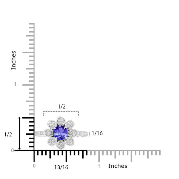 0.9ct Round Tanzanite Ring with 0.18 cttw Diamond