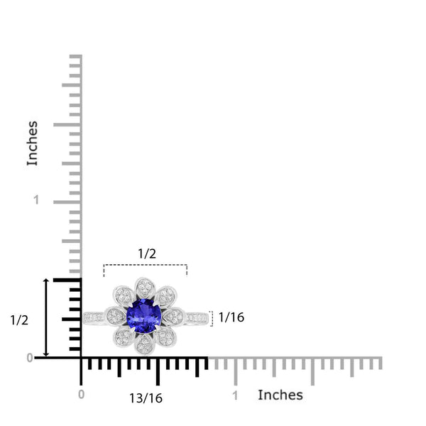 0.9ct Round Tanzanite Ring with 0.18 cttw Diamond